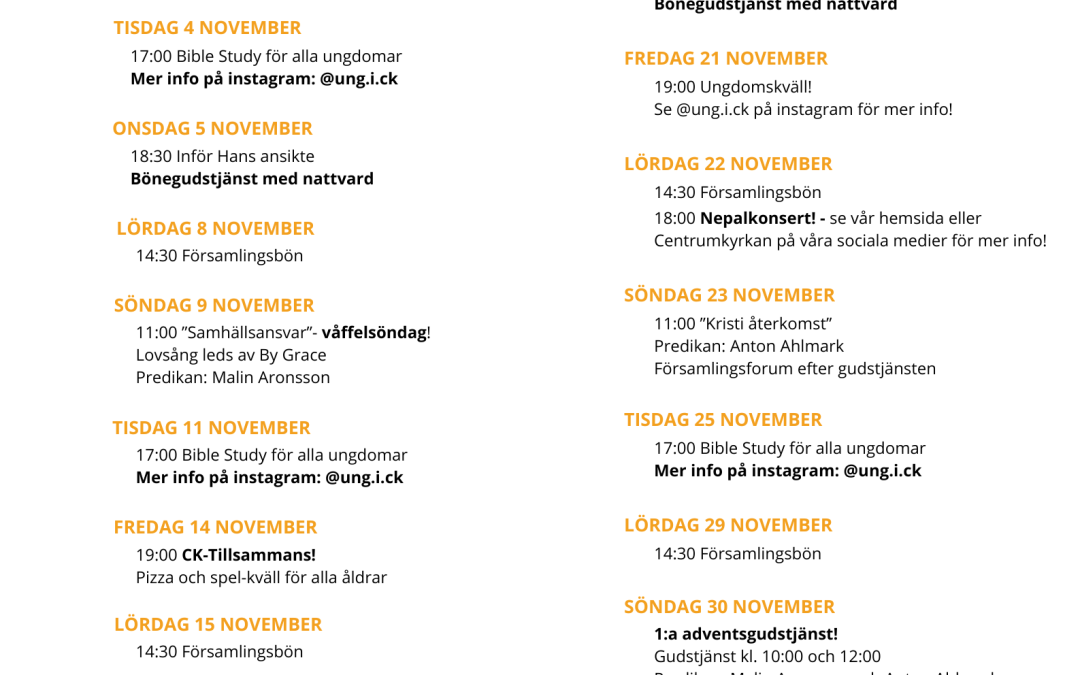 Månadsblad november