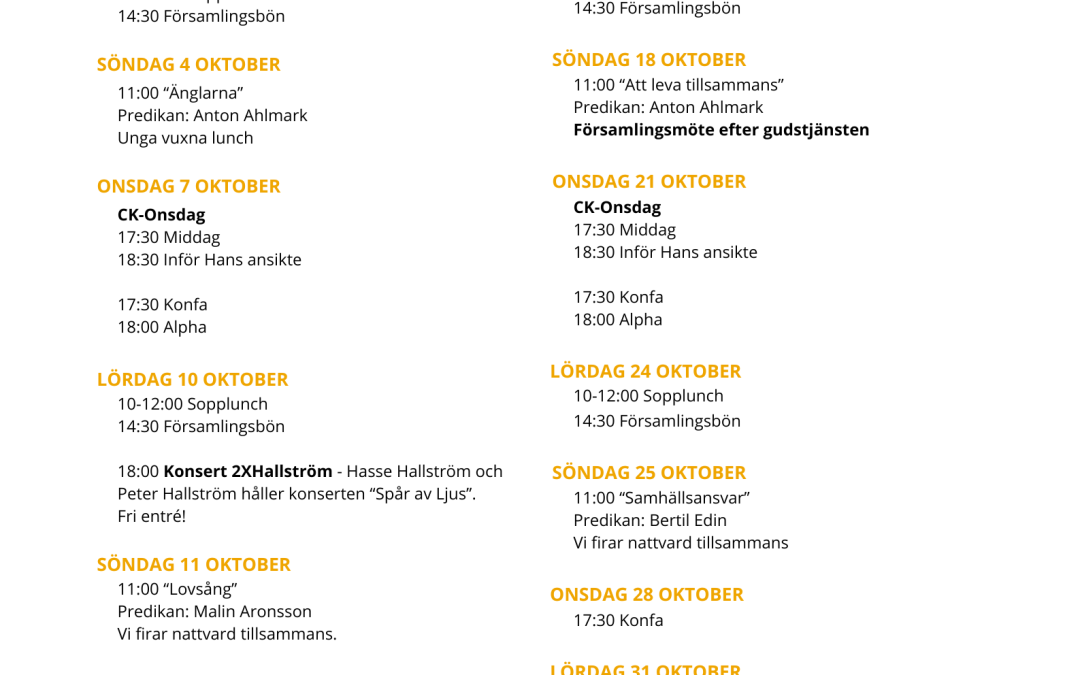 Månadsblad oktober